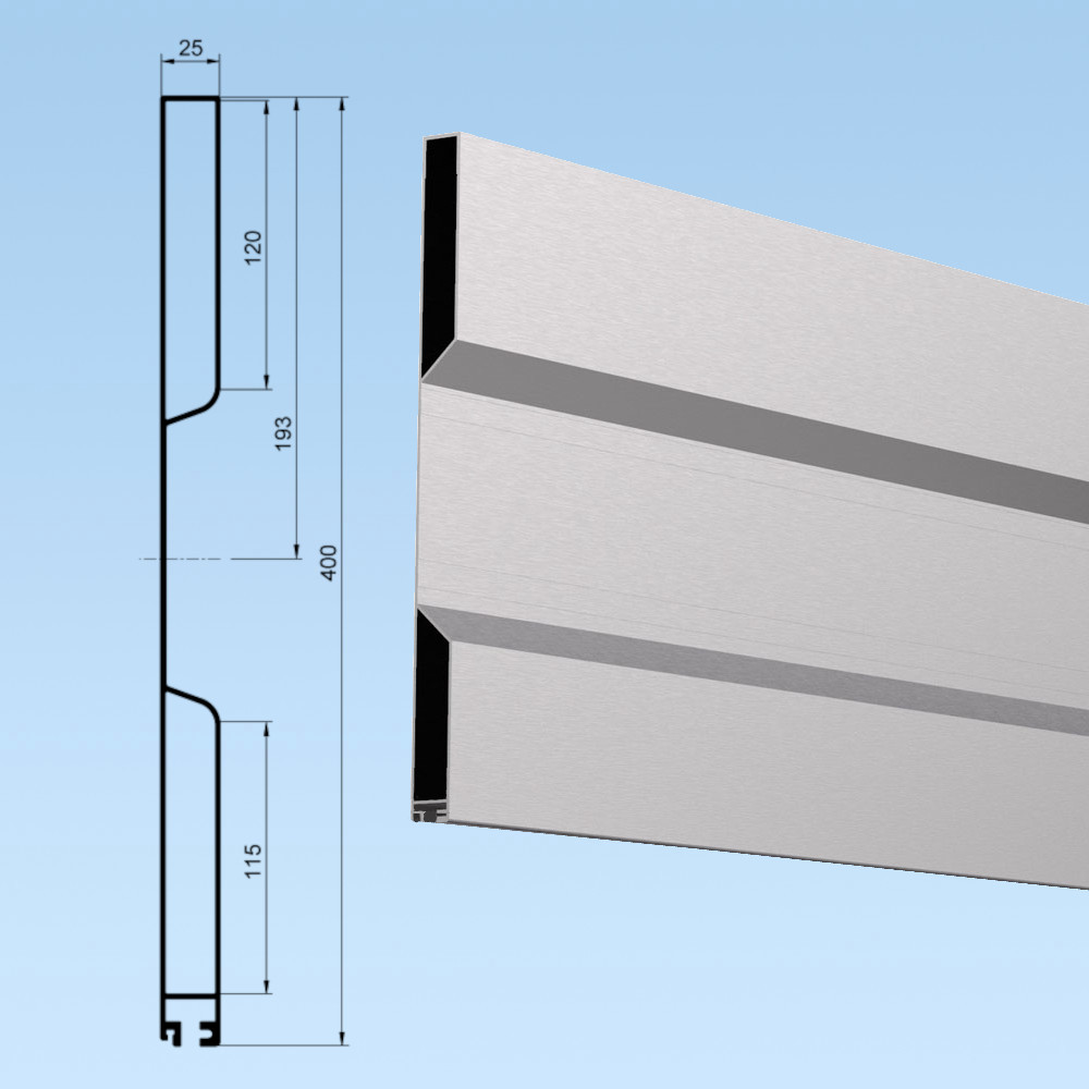Burta aluminiowa wys. 400mm pod uszczelkę anodowana do busa